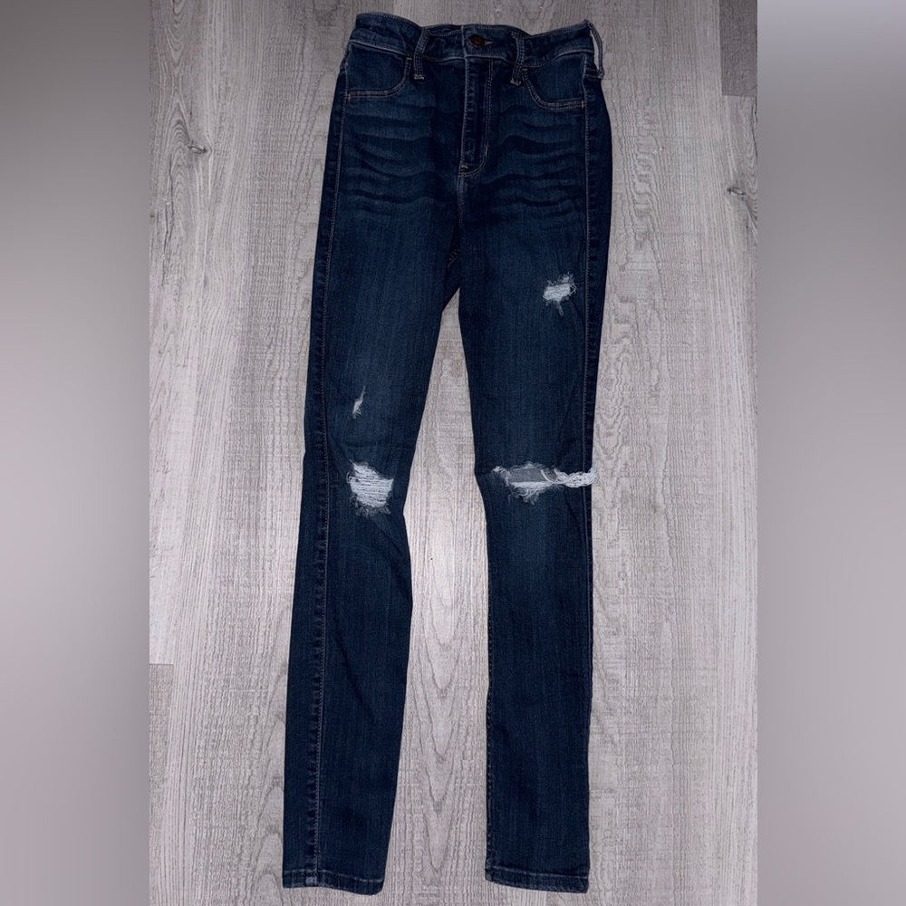 Hollister Dark Blue Distressed Skinny Jeans
